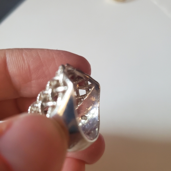 Big Wicker Mesh Silver Ring - Picture 4 of 5